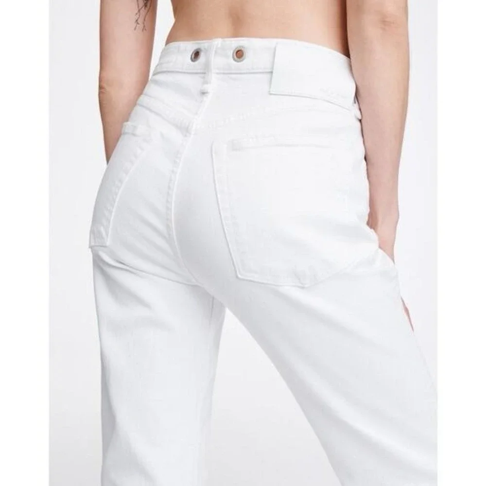Rag & Bone Women Maya High-Rise Ankle Straight Jeans Size 23 Vintage White USA